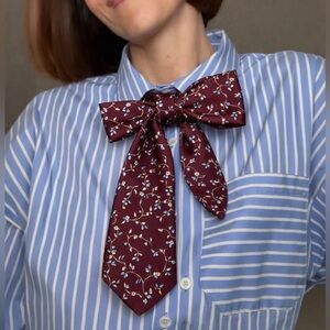 Nautica Maroon and Blue Floral Tie - Unisex